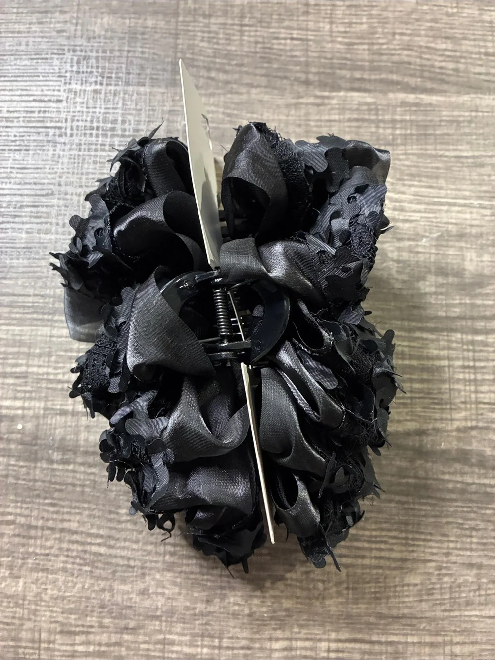 Black Floral Fabric Hair Claw Clip